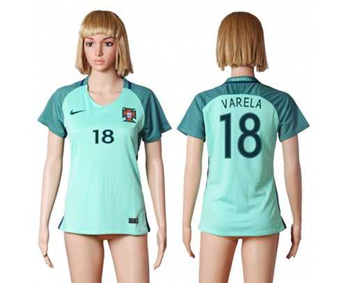Women's Portugal #18 Varela Away Soccer Country Jersey