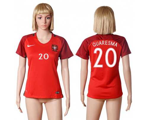 Women's Portugal #20 Quaresma Home Soccer Country Jersey