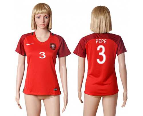Women's Portugal #3 Pepe Home Soccer Country Jersey