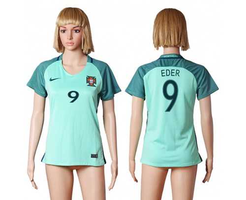 Women's Portugal #9 Eder Away Soccer Country Jersey