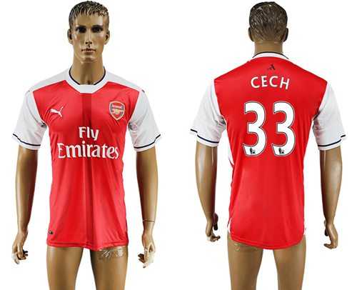 Arsenal #33 Cech Home Soccer Club Jersey