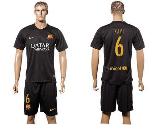 Barcelona #6 Xavi Black Soccer Club Jersey