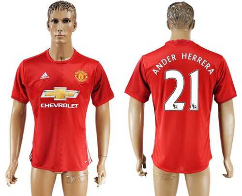 Manchester United #21 Ander Herrera Red Home Soccer Club Jersey