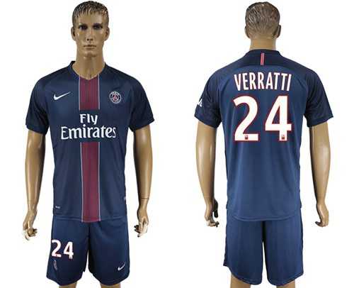 Paris Saint-Germain #24 Verratti Home Soccer Club Jersey