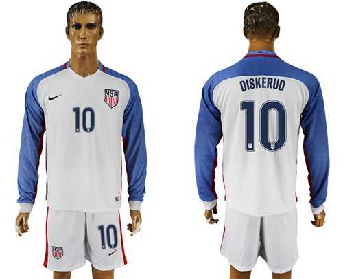 USA #10 Diskerud Home Long Sleeves Soccer Country Jersey