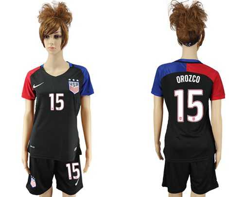 Women's USA #15 Orozco Away Soccer Country Jersey