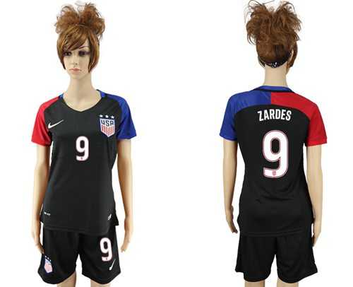 Women's USA #9 Zardes Away Soccer Country Jersey
