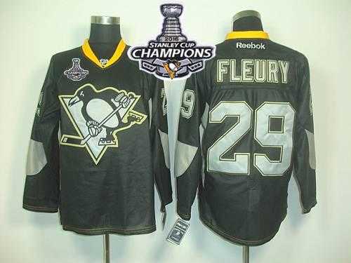 Pittsburgh Penguins #29 Andre Fleury Black Ice 2016 Stanley Cup Champions Stitched NHL Jersey