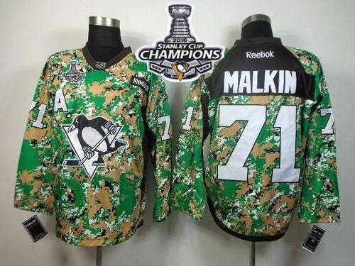 Pittsburgh Penguins #71 Evgeni Malkin Camo Veterans Day Practice 2016 Stanley Cup Champions Stitched NHL Jersey