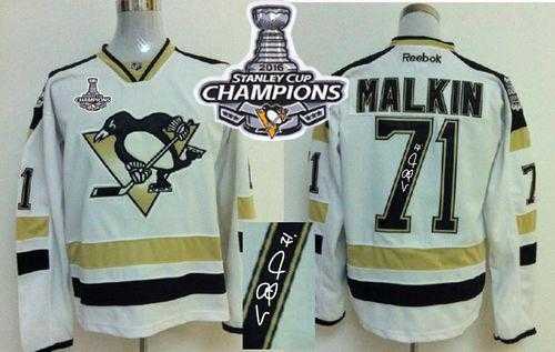 Pittsburgh Penguins #71 Evgeni Malkin White 2014 Stadium Series Autographed 2016 Stanley Cup Champions Stitched NHL Jersey