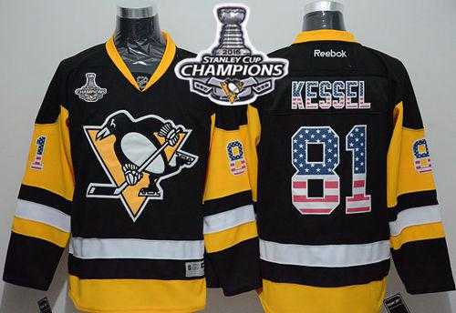 Pittsburgh Penguins #81 Phil Kessel Black Alternate USA Flag Fashion 2016 Stanley Cup Champions Stitched NHL Jersey
