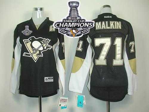 Women's Pittsburgh Penguins #71 Vgeni Malkin Black 2016 Stanley Cup Champions Home Stitched NHL Jersey