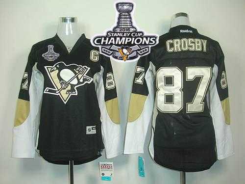 Women's Pittsburgh Penguins #87 Sidney Crosby Black 2016 Stanley Cup Champions Home Stitched NHL Jersey