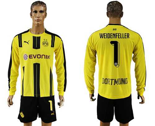 Dortmund #1 Weidenfeller Home Long Sleeves Soccer Club Jersey