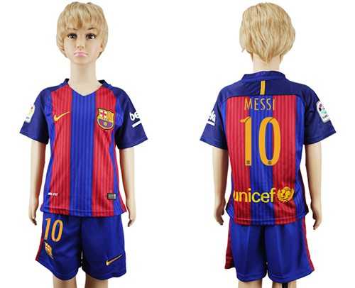 Barcelona #10 Messi Home Kid Soccer Club Jersey