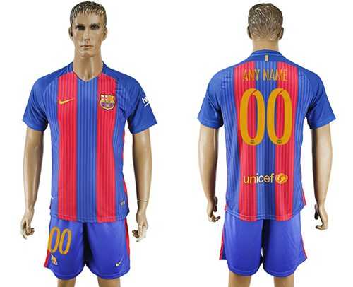 Barcelona Personalized Home With Blue Shorts Soccer Club Jersey