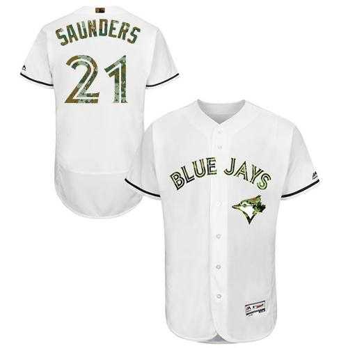 Toronto Blue Jays #21 Michael Saunders White Flexbase Authentic Collection 2016 Memorial Day Stitched Baseball Jersey