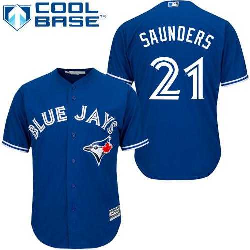 Youth Toronto Blue Jays #21 Michael Saunders Blue Cool Base Stitched Baseball Jersey