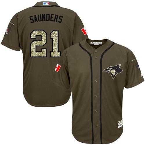 Youth Toronto Blue Jays #21 Michael Saunders Green Salute to Service Stitched Baseball Jersey