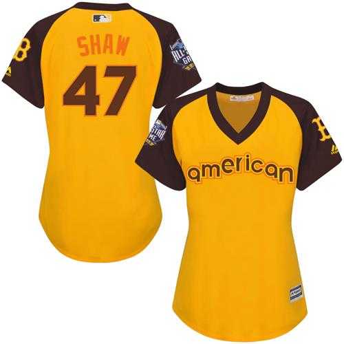 Women's Boston Red Sox #47 Travis Shaw Gold 2016 All-Star American League Stitched Baseball Jersey
