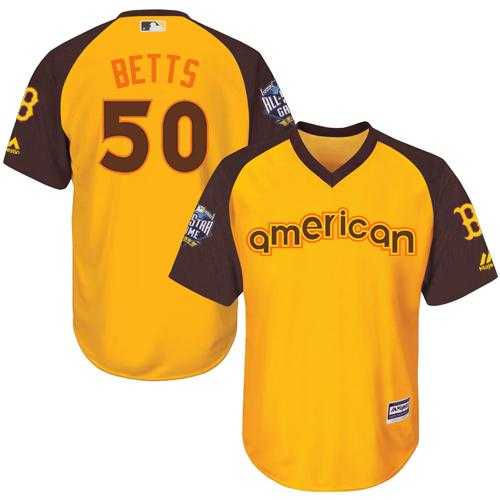 Youth Boston Red Sox #50 Mookie Betts Gold 2016 All-Star American League Stitched Baseball Jersey