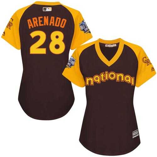 Women's Colorado Rockies #28 Nolan Arenado Brown 2016 All-Star National League Stitched Baseball Jersey