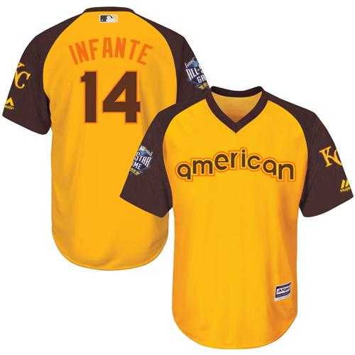 Youth Kansas City Royals #14 Omar Infante Gold 2016 All-Star American League Stitched Baseball Jersey