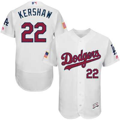 L.A. Dodgers #22 Clayton Kershaw White Stitched 2016 Fashion Stars & Stripes Flex Base Baseball Jersey
