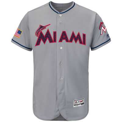 Miami Marlins Blank Grey Stitched 2016 Fashion Stars & Stripes Flex Base Baseball Jersey