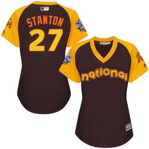 Women's Miami Marlins #27 Giancarlo Stanton Brown 2016 All-Star National League Stitched Baseball Jersey