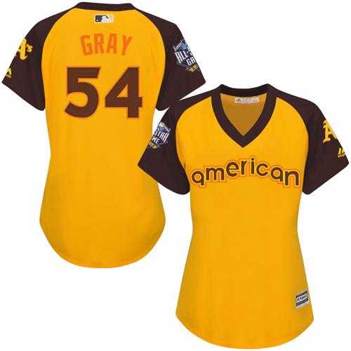 Women's Oakland Athletics #54 Sonny Gray Gold 2016 All-Star American League Stitched Baseball Jersey
