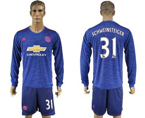 Manchester United #31 Schweinsteiger Away Long Sleeves Soccer Club Jersey