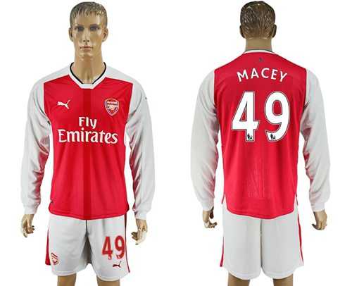 Arsenal #49 Macey Red Home Long Sleeves Soccer Club Jersey