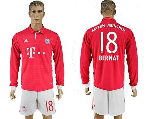 Bayern Munchen #18 Bernat Home Long Sleeves Soccer Club Jersey