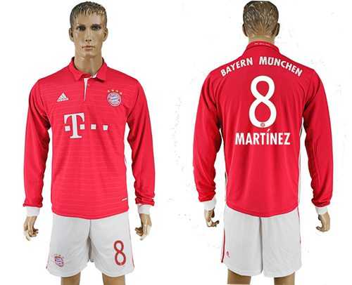 Bayern Munchen #8 Martinez Home Long Sleeves Soccer Club Jersey