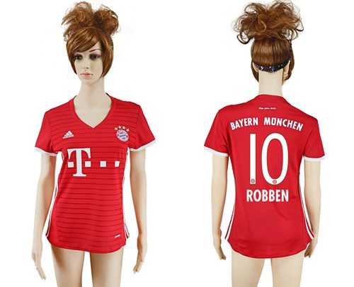Women's Bayern Munchen #10 Robben Home Soccer Club Jersey
