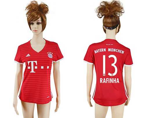 Women's Bayern Munchen #13 Rafinha Home Soccer Club Jersey
