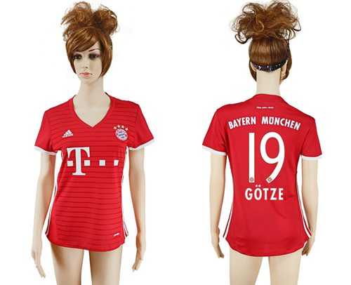 Women's Bayern Munchen #19 Gotze Home Soccer Club Jersey