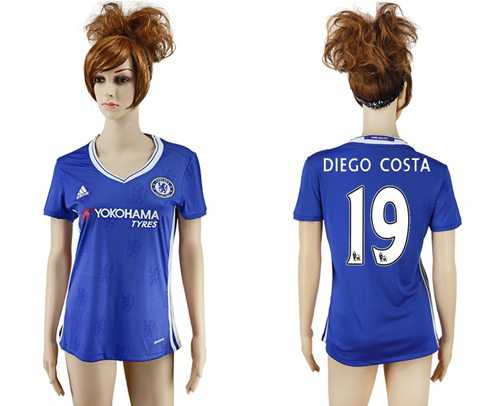 Women's Chelsea #19 Diego Costa Home Soccer Club Jersey