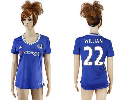 Women's Chelsea #22 Willian Home Soccer Club Jersey