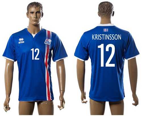 Iceland #12 Kristinsson Home Soccer Country Jersey