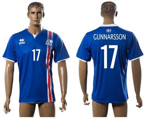 Iceland #17 Gunnarsson Home Soccer Country Jersey