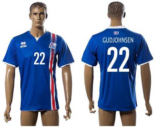 Iceland #22 Gudjohnsen Home Soccer Country Jersey