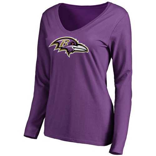 Women's Baltimore Ravens Pro Line Primary Team Logo Slim Fit Long Sleeve T-Shirt Purple