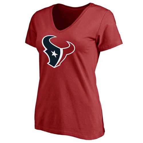 Women's Houston Texans Pro Line Primary Team Logo Slim Fit T-Shirt Red