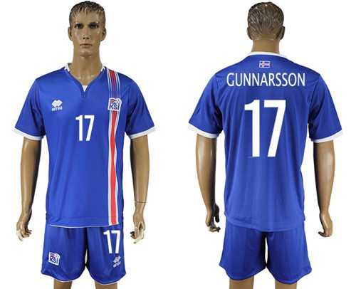 Iceland #17 Gunnarsson Home Soccer Country Jersey