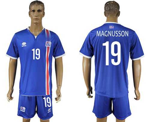 Iceland #19 Magnusson Home Soccer Country Jersey