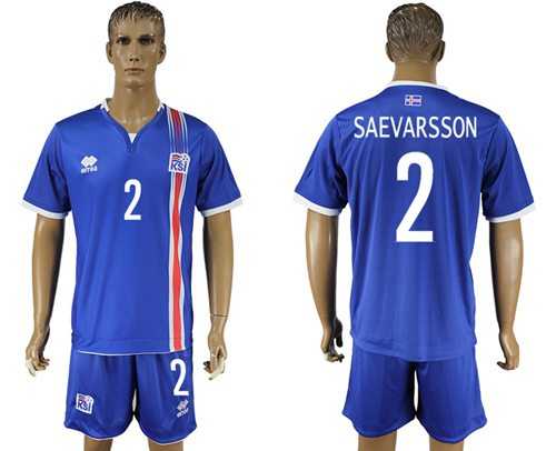 Iceland #2 Saevarsson Home Soccer Country Jersey
