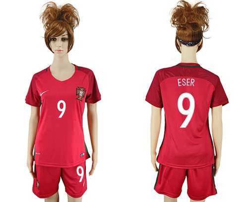 Women's Portugal #9 Eser Home Soccer Country Jersey