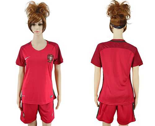 Women's Portugal Blank Home Soccer Country Jersey